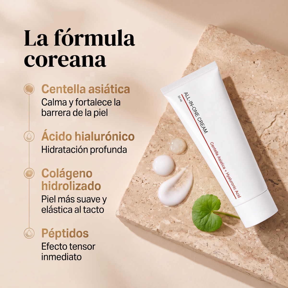 La fórmula coreana: centella, ácido hialurónico, colágeno, péptidos